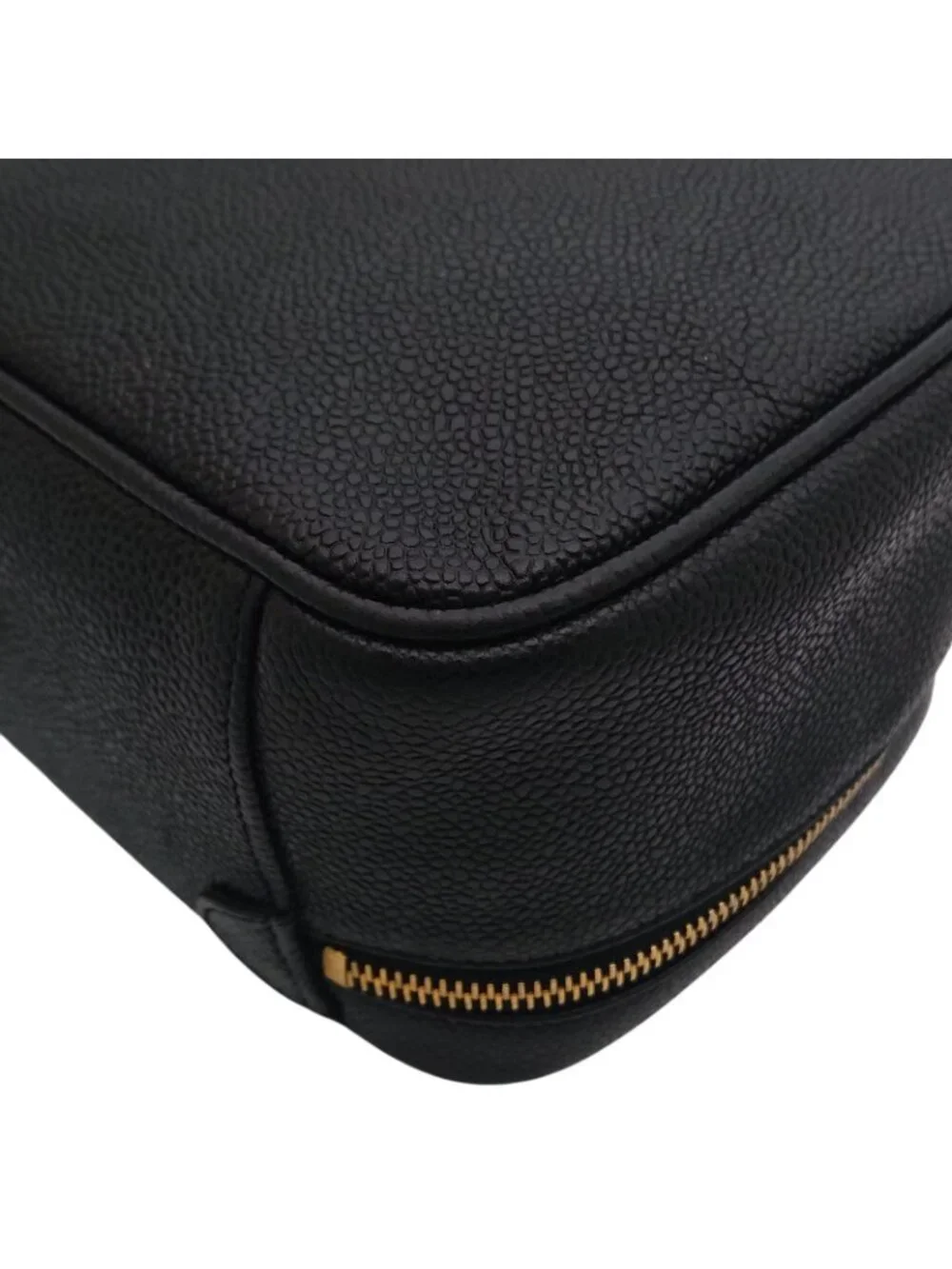 Chanel Vanity Bag Caviar Leather CC Logo Black Gold